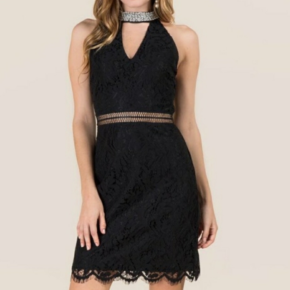Lace dress with beaded collar